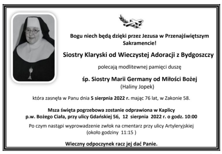 Zmarła S. M. GERMANA